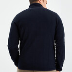 Men's Zip-Up Collared Polar Fleece Jacket // Navy Blue (S)