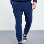 Men's Half-Zip Pullover + Jogger Polar Fleece Tracksuit Set // Indigo (S)