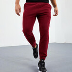 Men's Hidden Zipper Polar Fleece Joggers // Burgundy (S)