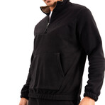 Men's Half-Zip Pullover + Jogger Polar Fleece Tracksuit Set // Black (S)