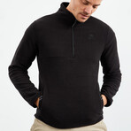 Men's Half-Zip Polar Fleece Pullover Sweatshirt // Black (S)