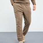 Men's Half-Zip Pullover + Jogger Polar Fleece Tracksuit Set // Camel (XL)