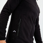 Men's Zip-Up Collared Polar Fleece Jacket // Black // 2X-Large