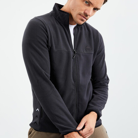 Men's Zip-Up Collared Polar Fleece Jacket // Anthracite (S)