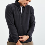 Men's Zip-Up Collared Polar Fleece Jacket // Anthracite (S)