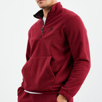 Men's Half-Zip Pullover + Jogger Polar Fleece Tracksuit Set // Burgundy (M)