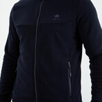 Men's Zip-Up Collared Polar Fleece Jacket // Navy Blue (S)