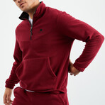 Men's Half-Zip Pullover + Jogger Polar Fleece Tracksuit Set // Burgundy (M)