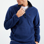 Men's Half-Zip Pullover + Jogger Polar Fleece Tracksuit Set // Indigo (S)