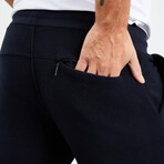 Men's Hidden Zipper Polar Fleece Joggers // Navy Blue (S)