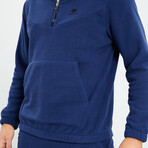 Men's Half-Zip Pullover + Jogger Polar Fleece Tracksuit Set // Indigo (S)