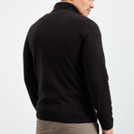 Men's Embroidered Zip-Up Collared Polar Fleece Jacket // Black (S)