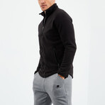 Men's Zip-Up Collared Polar Fleece Jacket // Black (S)