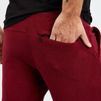 Men's Hidden Zipper Polar Fleece Joggers // Burgundy (S)