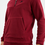 Men's Half-Zip Pullover + Jogger Polar Fleece Tracksuit Set // Burgundy (M)