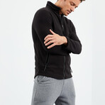 Men's Zip-Up Collared Polar Fleece Jacket // Black (S)