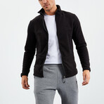 Men's Zip-Up Collared Polar Fleece Jacket // Black (S)