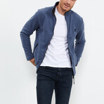 Men's Zip-Up Collared Polar Fleece Jacket // Indigo (S)