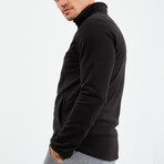 Men's Zip-Up Collared Polar Fleece Jacket // Black (S)