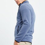 Men's Embroidered Zip-Up Collared Polar Fleece Jacket // Petrol (S)