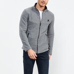 Men's Zip-Up Collared Polar Fleece Jacket // Gray Melange (S)
