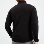 Men's Zip-Up Collared Polar Fleece Jacket // Black (S)