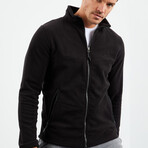 Men's Zip-Up Collared Polar Fleece Jacket // Black (S)