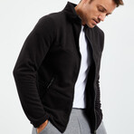 Men's Zip-Up Collared Polar Fleece Jacket // Black (S)