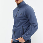 Men's Zip-Up Collared Polar Fleece Jacket // Indigo (S)