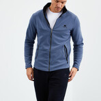 Men's Zip-Up Collared Polar Fleece Jacket // Petrol (S)