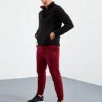 Men's Zip-Up Collared Polar Fleece Two-Tone Jacket // Black + Red (S)