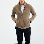Men's Zip-Up Collared Polar Fleece Jacket // Camel (S)