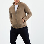 Men's Zip-Up Collared Polar Fleece Jacket // Camel (S)