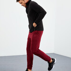 Men's Zip-Up Collared Polar Fleece Two-Tone Jacket // Black + Red (S)