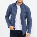 Men's Zip-Up Collared Polar Fleece Jacket // Indigo (S)