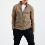 Men's Zip-Up Collared Polar Fleece Jacket // Camel (S)