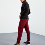 Men's Zip-Up Collared Polar Fleece Two-Tone Jacket // Black + Red (S)