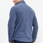 Men's Zip-Up Collared Polar Fleece Jacket // Indigo (S)