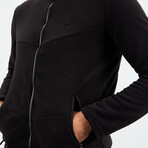 Men's Zip-Up Collared Polar Fleece Jacket // Black (S)