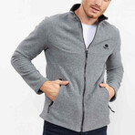 Men's Zip-Up Collared Polar Fleece Jacket // Gray Melange (S)