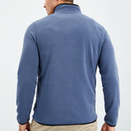 Men's Embroidered Zip-Up Collared Polar Fleece Jacket // Petrol (S)