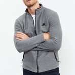 Men's Zip-Up Collared Polar Fleece Jacket // Gray Melange (S)