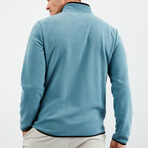 Men's Embroidered Zip-Up Collared Polar Fleece Jacket // Mint Green (S)