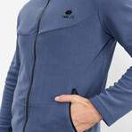 Men's Zip-Up Collared Polar Fleece Jacket // Indigo (S)