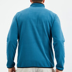 Men's Embroidered Zip-Up Collared Polar Fleece Jacket // Emerald (S)