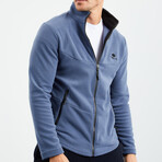Men's Zip-Up Collared Polar Fleece Jacket // Petrol (S)