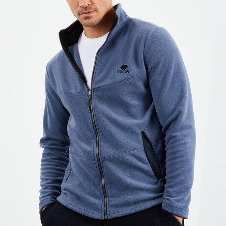 Men's Zip-Up Collared Polar Fleece Jacket // Petrol (S)