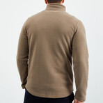 Men's Zip-Up Collared Polar Fleece Jacket // Camel (S)