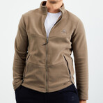 Men's Zip-Up Collared Polar Fleece Jacket // Camel (S)