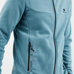 Men's Embroidered Zip-Up Collared Polar Fleece Jacket // Mint Green (S)